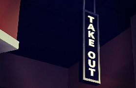 take out neon sign